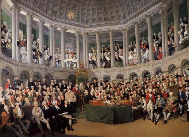 Thomas Pakenham The Irish House fo Commons addressed by Henry Grattan in 1780 during the campaign to force Britain to give Ireland free trade and legislative independ oil painting image